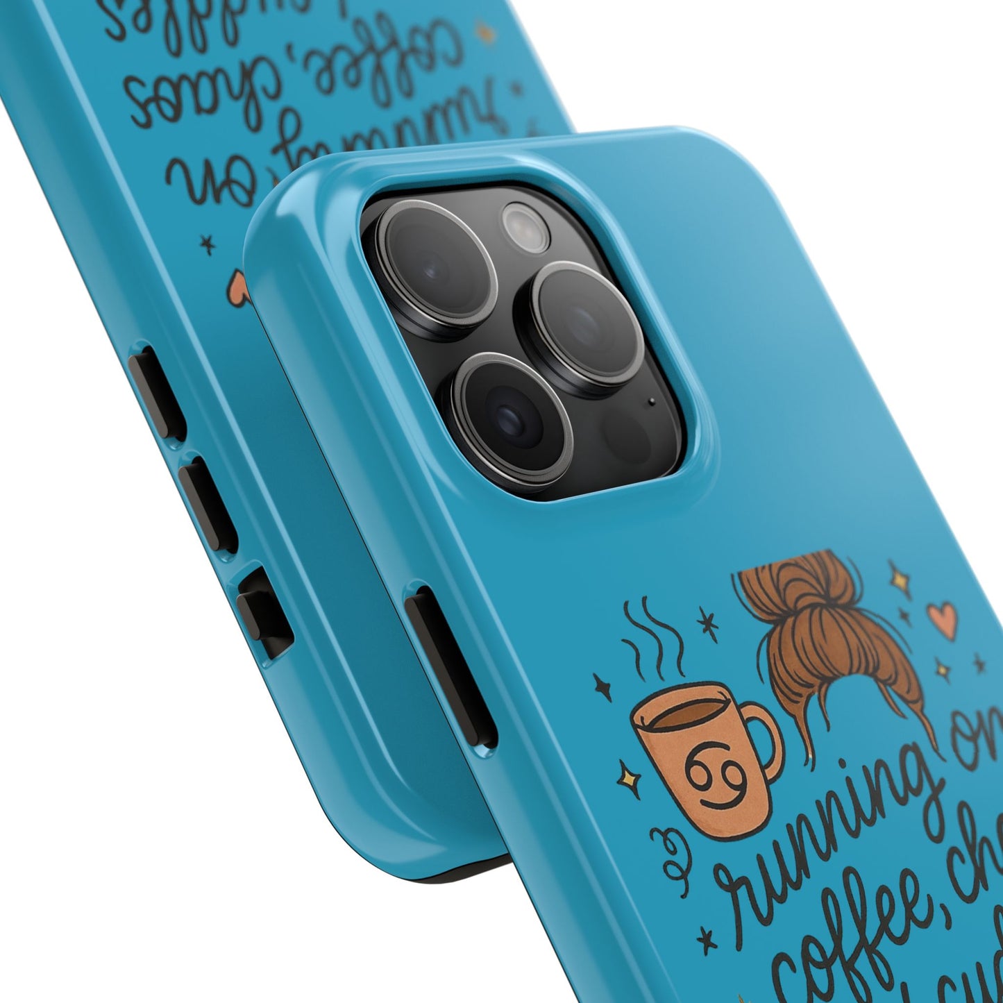 Cute Coffee Chaos Phone Case - Running on Coffee, Chaos & Cuddles, Stylish Tough Case for Coffee Lovers, Gift for Friends, Cute Phone Cover