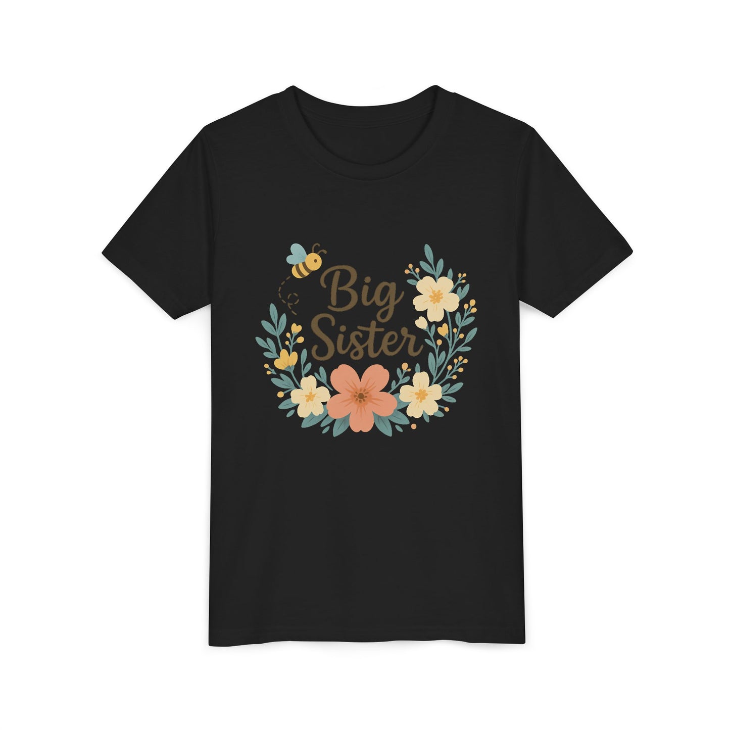 Big Sister Floral Youth Tee, Cute Kids Shirt, Gift for Siblings, Birthday, Family Celebrations, Baby Announcement, Spring Style