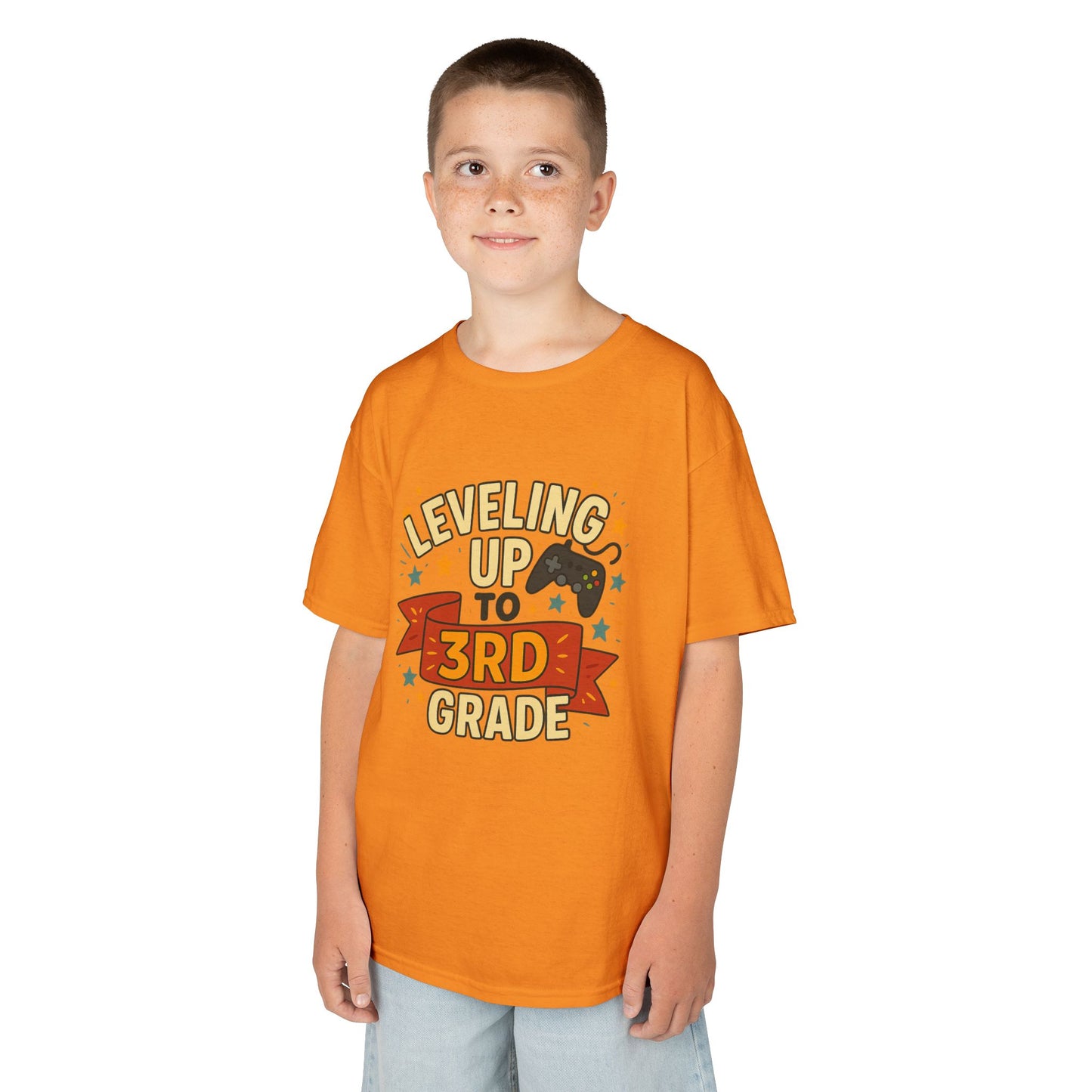 Kids Grade Celebration Tee | Leveling Up to 3rd Grade Shirt, Back to School Gift, Birthday Outfit, Fun Kids T-Shirt, Classroom Wear