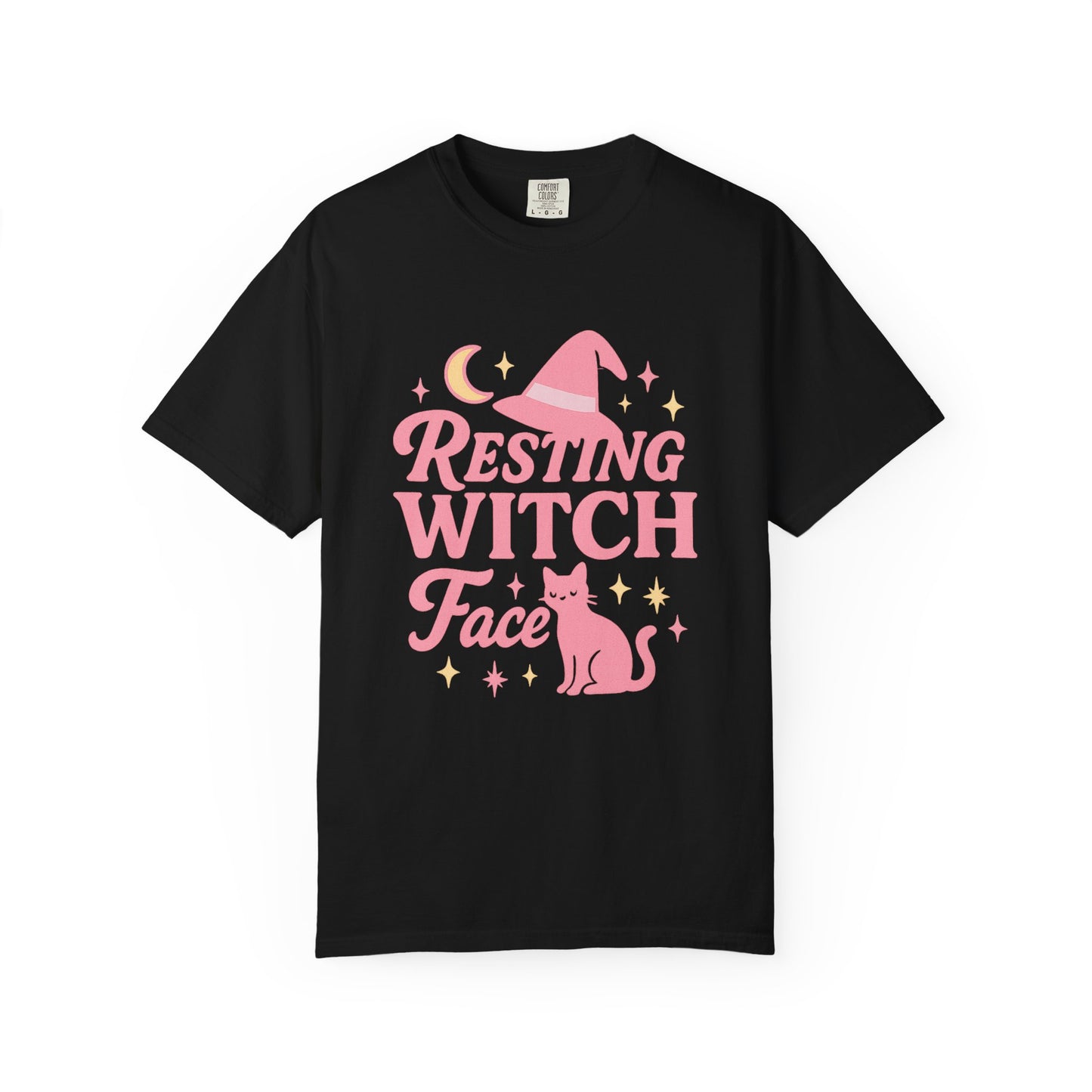 Resting Witch Face Comfort Colors T-Shirt | Unisex Garment-Dyed Tee for Halloween, Cat Lovers, Casual Wear, Gift, Witchy Vibe