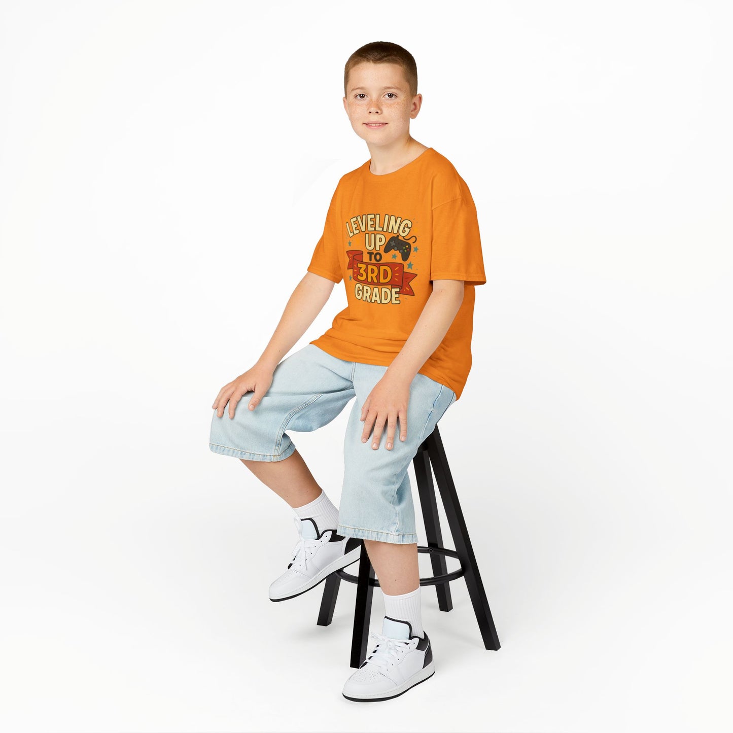 Kids Grade Celebration Tee | Leveling Up to 3rd Grade Shirt, Back to School Gift, Birthday Outfit, Fun Kids T-Shirt, Classroom Wear