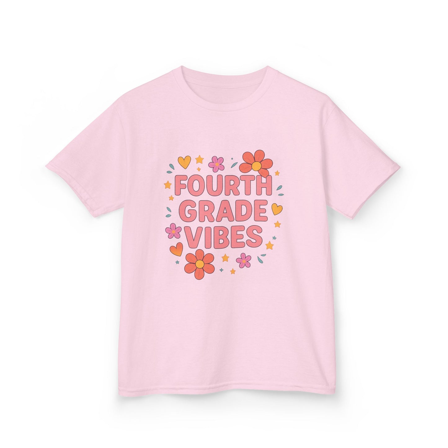 Fourth Grade Vibes Kids Tee, Fun Summer Shirt, Back to School Gift, Floral Graphic Tee, Childrens Apparel