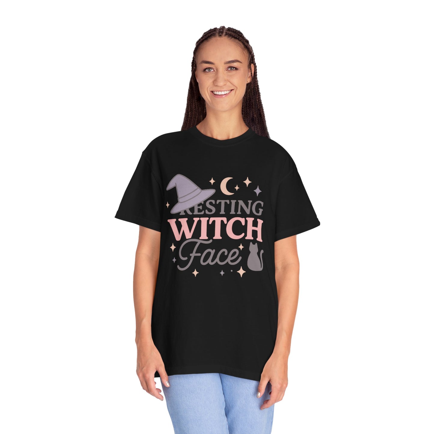 Fun Resting Witch Face Comfort Colors T-Shirt, Cozy Graphic Tee, Halloween Apparel, Gift for Witches, Unisex Seasonal Clothing, Witch-Themed Tee