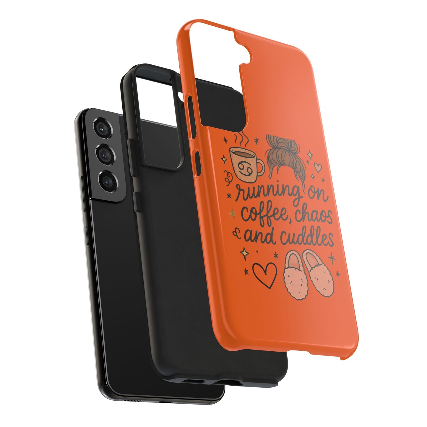Cute Coffee Chaos Phone Case - Running on Coffee, Chaos & Cuddles, Stylish Tough Case for Coffee Lovers, Gift for Friends, Cute Phone Cover
