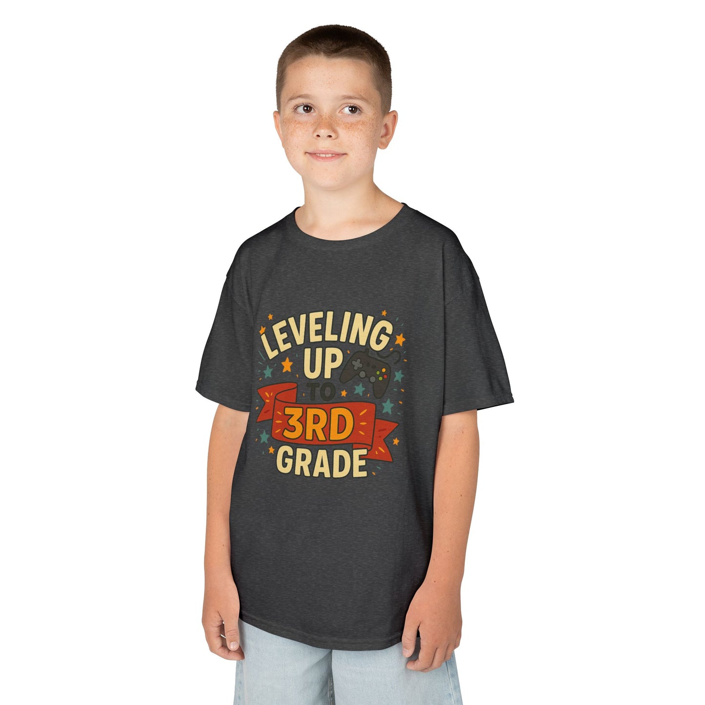 Kids Grade Celebration Tee | Leveling Up to 3rd Grade Shirt, Back to School Gift, Birthday Outfit, Fun Kids T-Shirt, Classroom Wear
