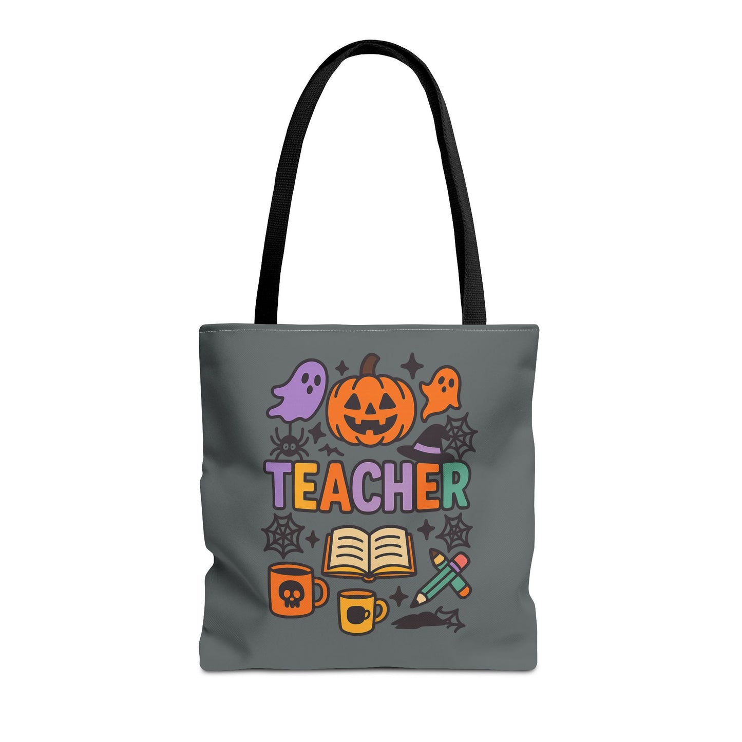 Halloween Teacher Tote Bag, Spooky Tote, Gift for Teachers, Fall Bag, Trick or Treat Bag, Classroom Tote, AOP Design