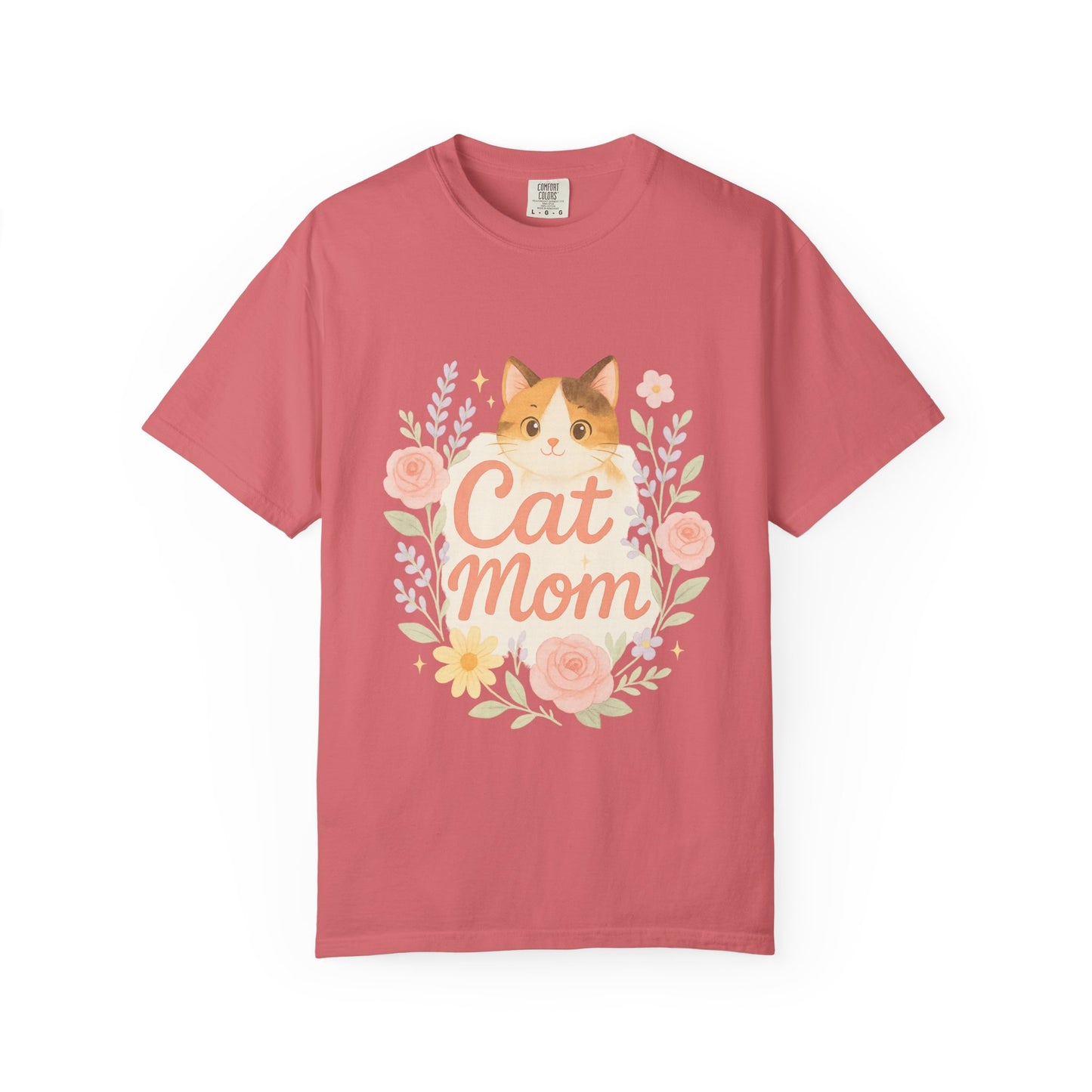 Cat Mom Garment-Dyed T-Shirt | Cute Cat Lover Tee, Pet Owner Gift, Gifts for Cat Moms, Animal Lover Apparel, Birthday Gift