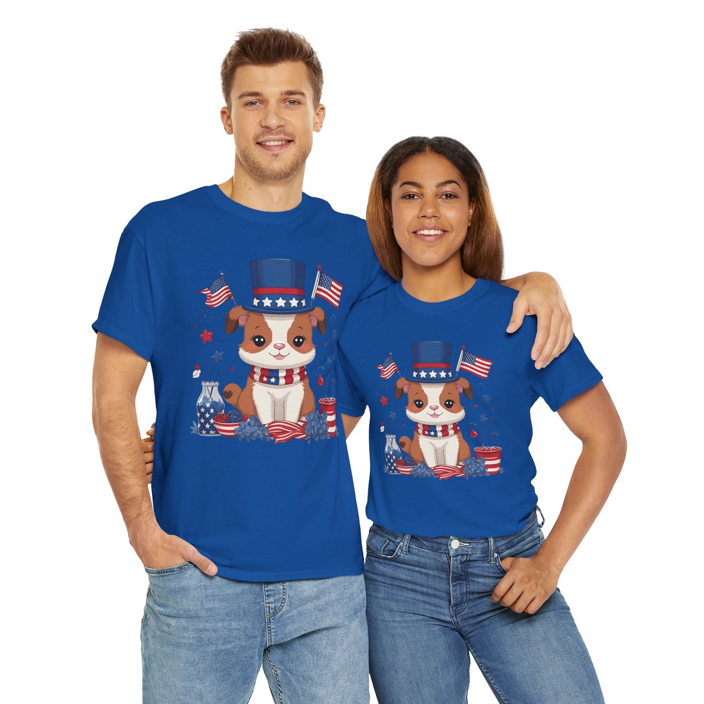 Patriotic Dog Tee - Unisex Heavy Cotton T-Shirt for Fourth of July, Memorial Day, Dog Lovers, Gifts for Pet Owners, Casual Wear