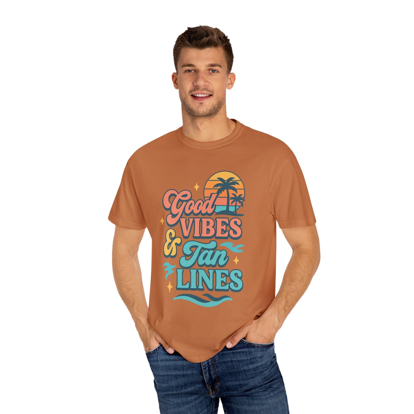 Good Vibes & Tan Lines Unisex T-Shirt, Summer Apparel, Beach Graphic Tee, Vacation Style, Casual Wear, Gift for Him/Her