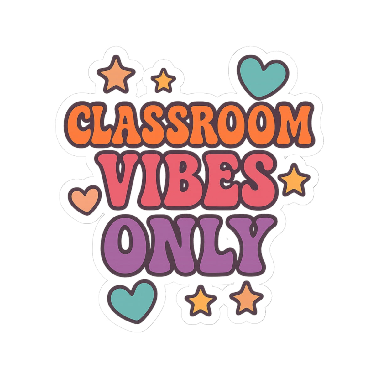 Classroom Vibes Only Stickers | Fun Decals for School, Laptop, Water Bottle, Party Favors, Teacher Gifts, Kids' Decor