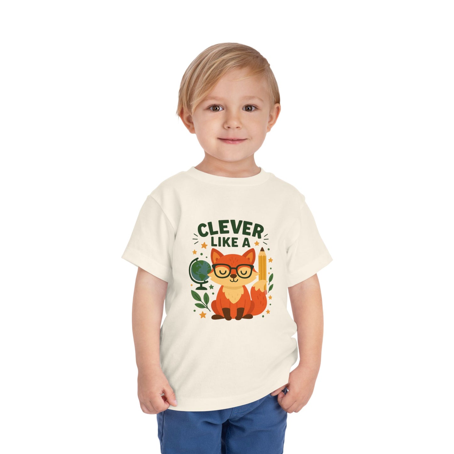 Clever Like A Fox Toddler Tee, Cute Kids T-Shirt, Back To School Shirt, Gift for Child, Toddler Apparel, Fun Graphic Tee