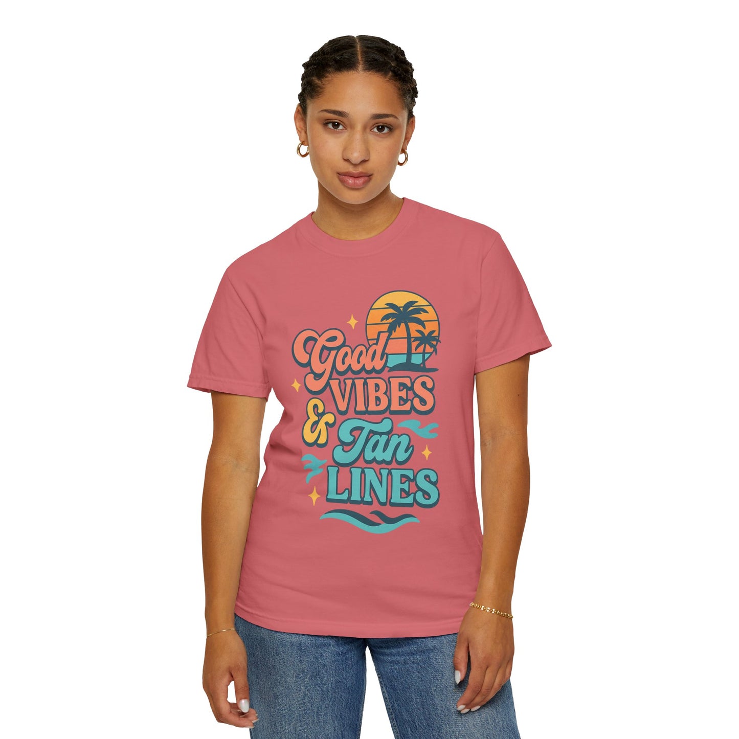 Good Vibes & Tan Lines Unisex T-Shirt, Summer Apparel, Beach Graphic Tee, Vacation Style, Casual Wear, Gift for Him/Her