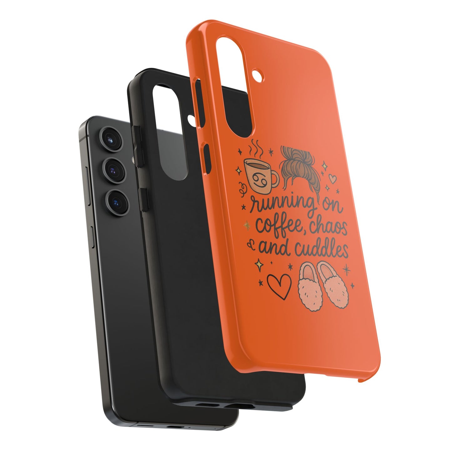 Cute Coffee Chaos Phone Case - Running on Coffee, Chaos & Cuddles, Stylish Tough Case for Coffee Lovers, Gift for Friends, Cute Phone Cover
