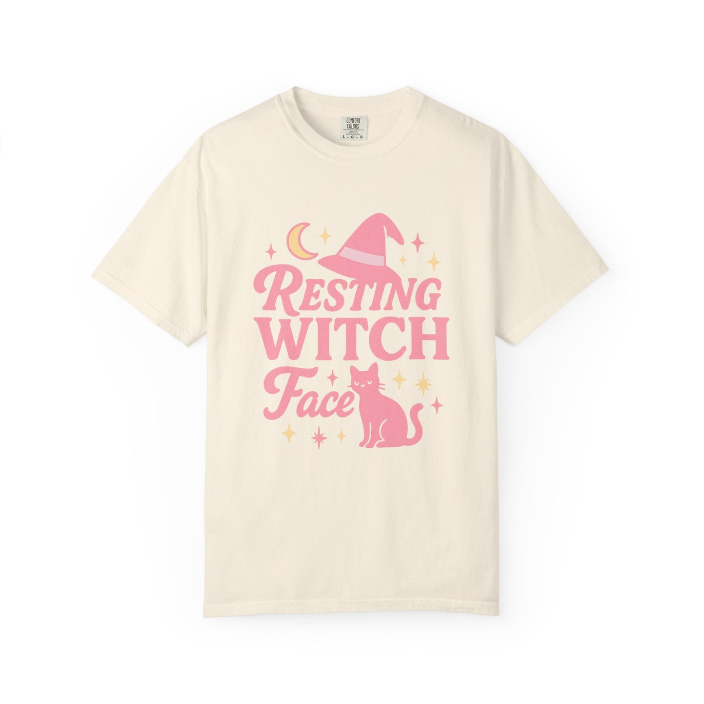 Resting Witch Face Comfort Colors T-Shirt | Unisex Garment-Dyed Tee for Halloween, Cat Lovers, Casual Wear, Gift, Witchy Vibe