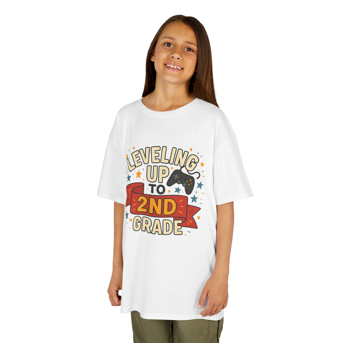 Kids Gaming Tee - Leveling Up to 2nd Grade, Back to School Shirt, Gaming Gift, Fun Children's Apparel, Birthday Celebration Outfit