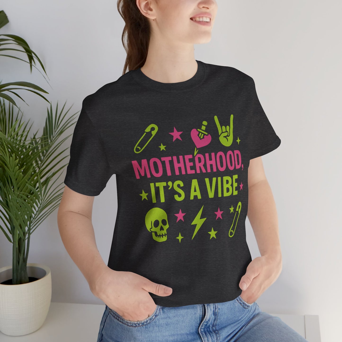 Motherhood Vibe Tee, Fun Unisex T-Shirt for Moms, Gift for New Mothers, Casual Wear, Unique Parenting Shirt