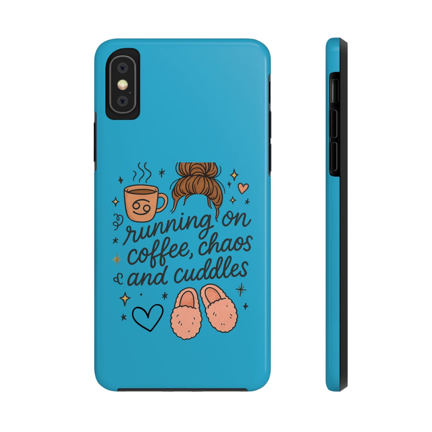 Cute Coffee Chaos Phone Case - Running on Coffee, Chaos & Cuddles, Stylish Tough Case for Coffee Lovers, Gift for Friends, Cute Phone Cover