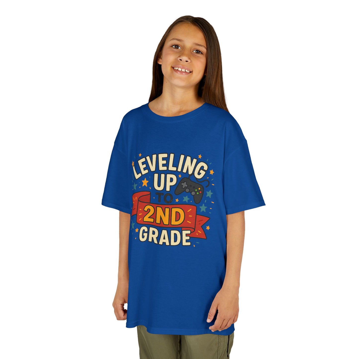 Kids Gaming Tee - Leveling Up to 2nd Grade, Back to School Shirt, Gaming Gift, Fun Children's Apparel, Birthday Celebration Outfit