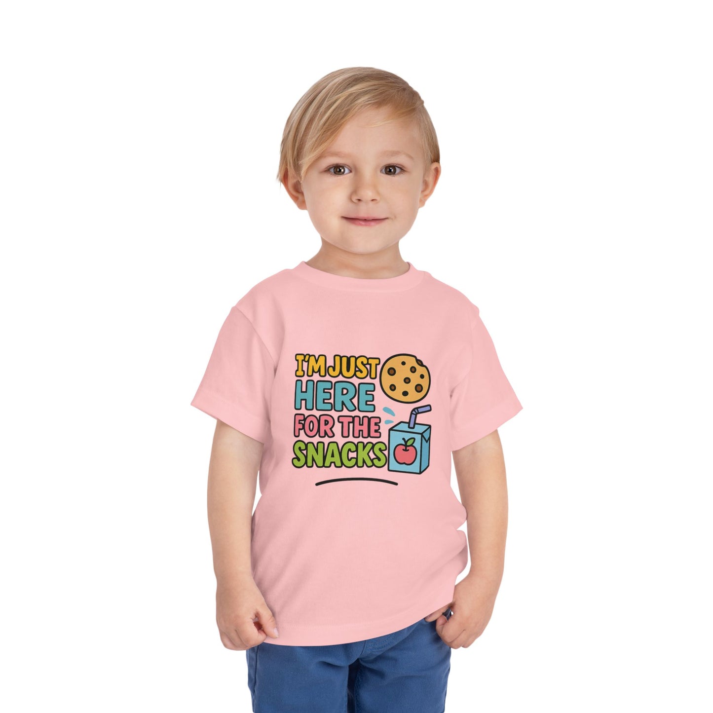 Funny Toddler Tee - I'm Just Here for the Snacks, Kids Short Sleeve Shirt, Snack Lover Gift, Playtime Top, Cute Toddler Clothing