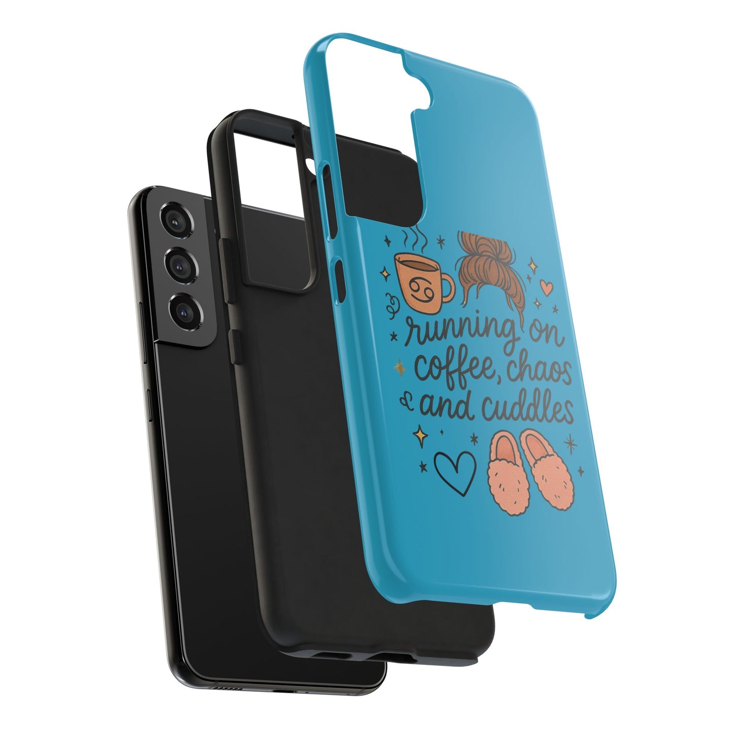 Cute Coffee Chaos Phone Case - Running on Coffee, Chaos & Cuddles, Stylish Tough Case for Coffee Lovers, Gift for Friends, Cute Phone Cover