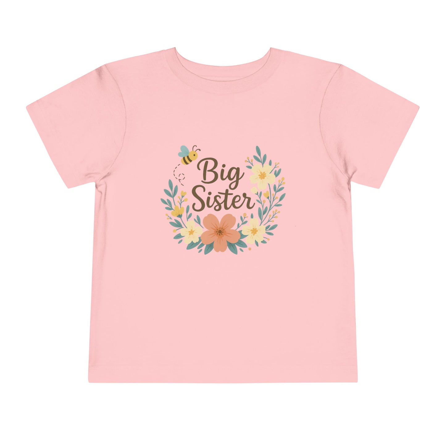 Toddler Big Sister Tee, Cute Kids Shirt, Floral Children's Top, Gift for New Big Sisters, Baby Announcement Outfit