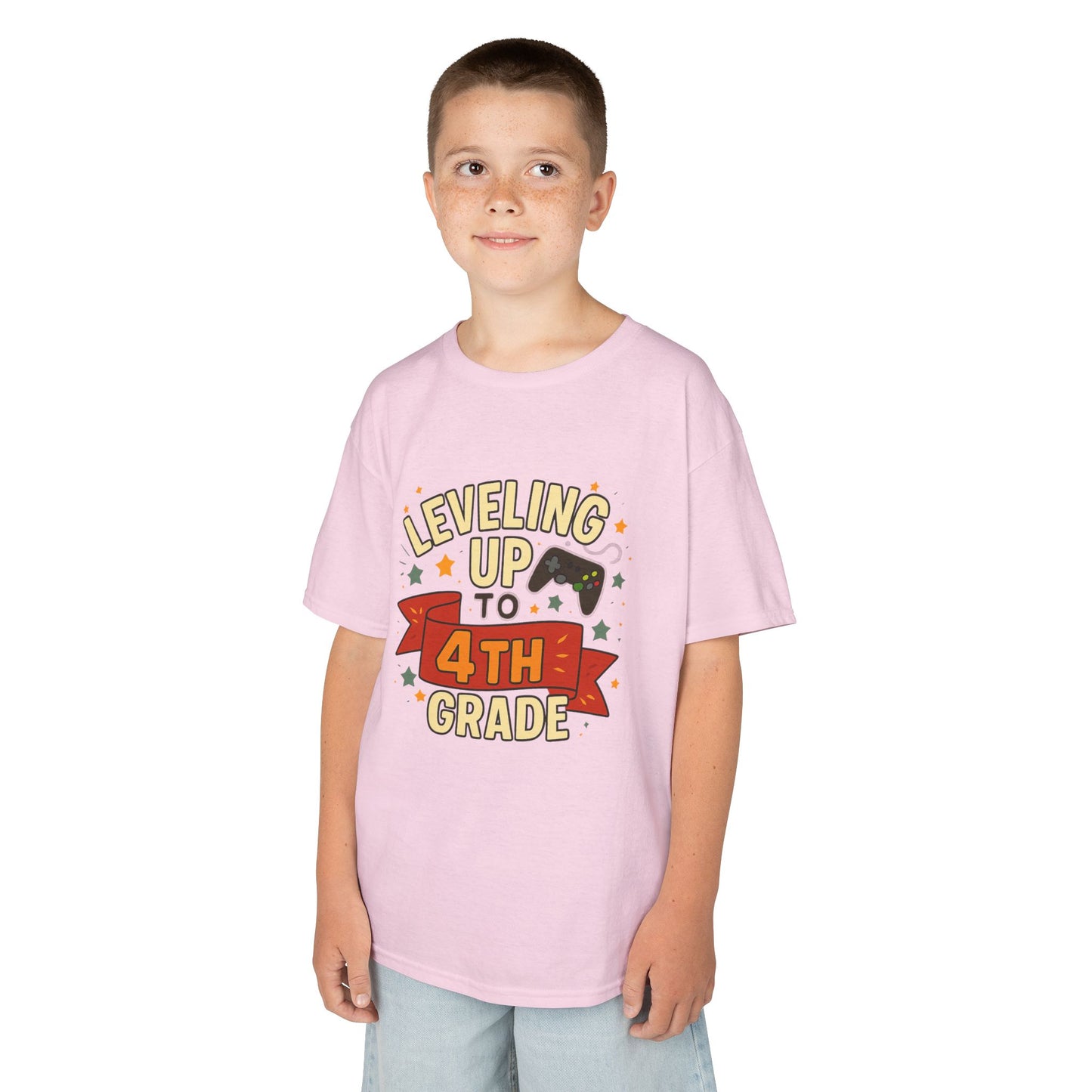 Leveling Up 4th Grade Kids Tee, Back to School Shirt, Gamer T-Shirt, Unique Gift for Kids, Birthday Tee, Fun Learning Shirt