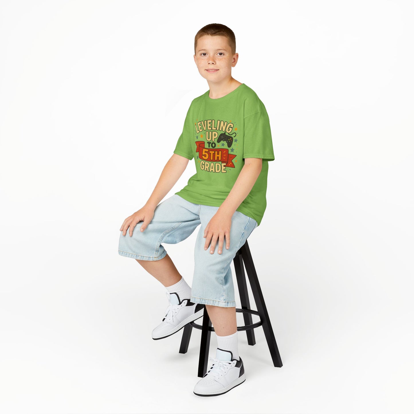 Kids Graduation Tee, Level Up to 5th Grade Shirt, Back to School Gift, Fun Class Celebration Top, Children's Achievement T-Shirt
