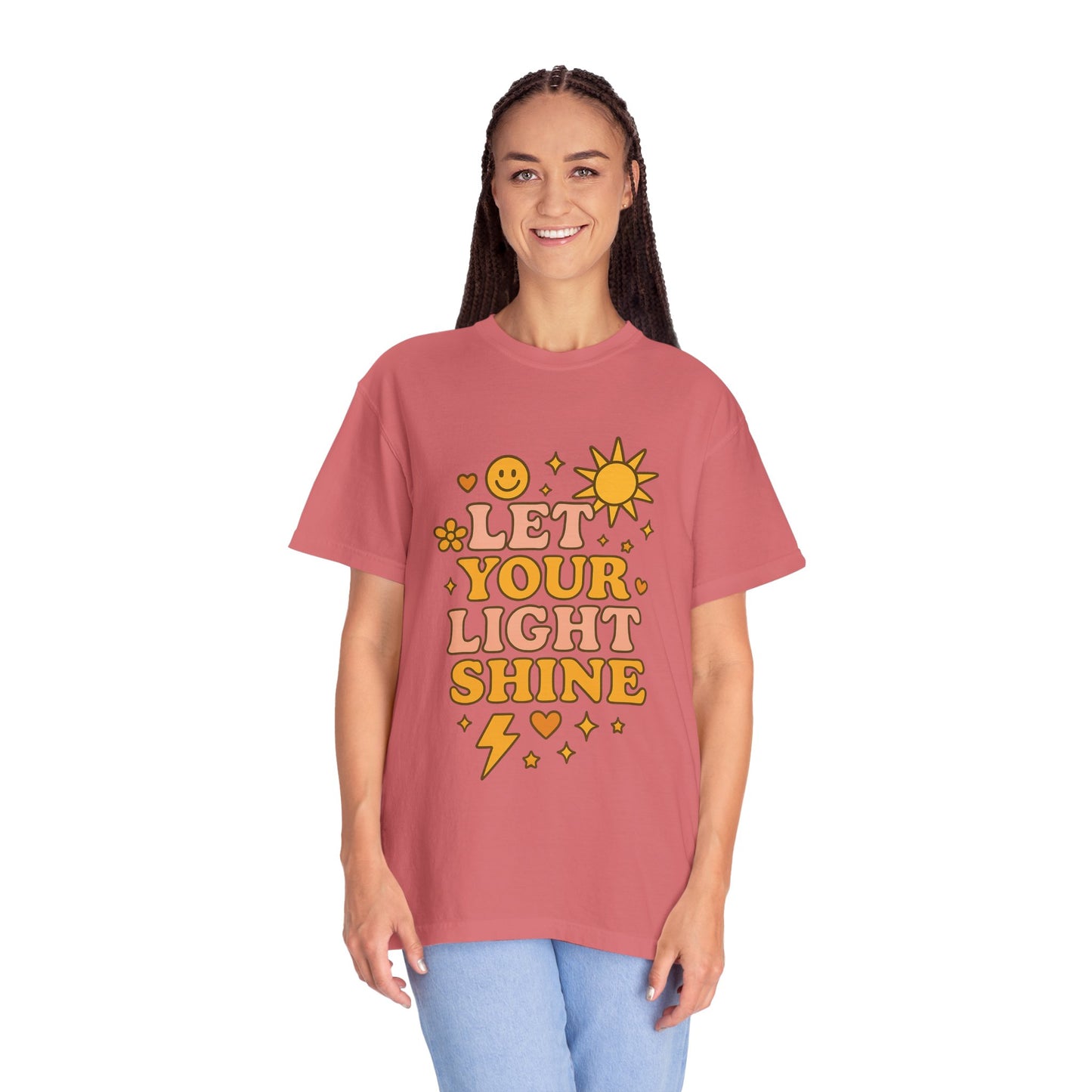 Let Your Light Shine Comfort Colors Tee, Inspirational Shirt, Feel-Good Fashion, Casual Everyday Wear, Gift for Motivation, Sunshine Vibes