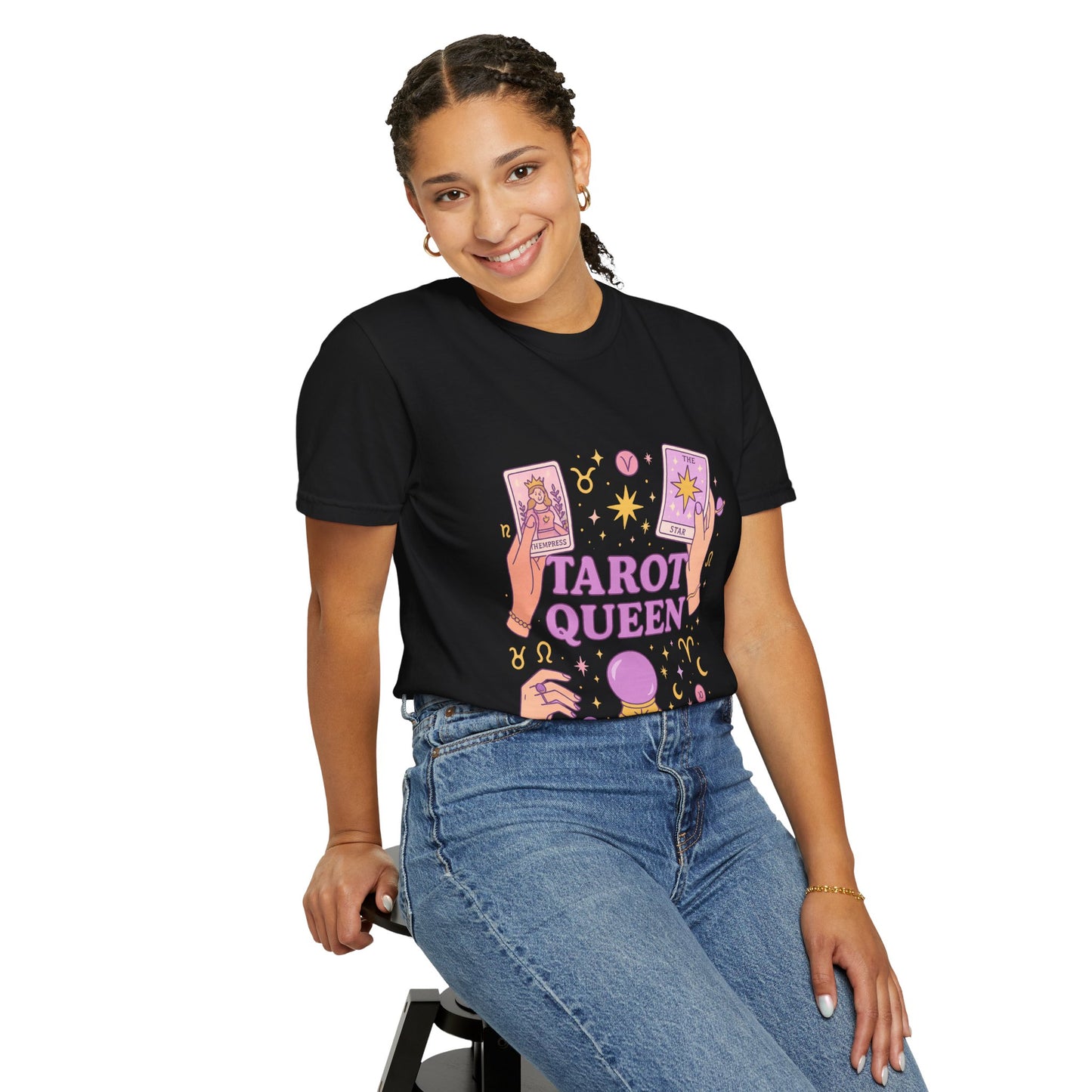 Tarot Queen Graphic Tee, Unisex T-Shirt, Astrology Apparel, Gift for Tarot Lovers, Boho Style Clothing, Spiritual Fashion
