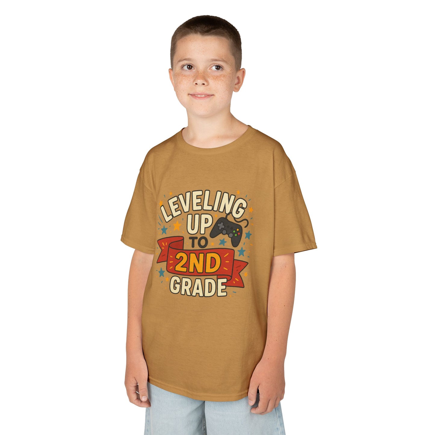 Kids Gaming Tee - Leveling Up to 2nd Grade, Back to School Shirt, Gaming Gift, Fun Children's Apparel, Birthday Celebration Outfit
