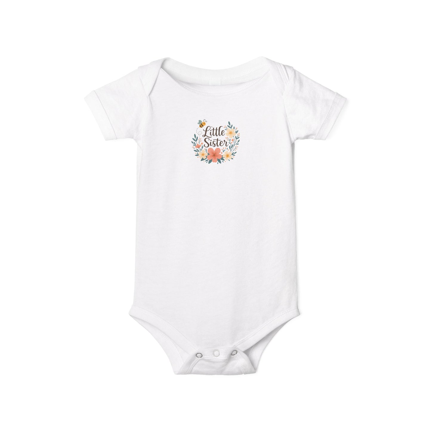 Little Sister Infant One Piece, Cute Baby Bodysuit for Newborn Girls, Baby Shower Gift, Toddler Outfit, Floral Design