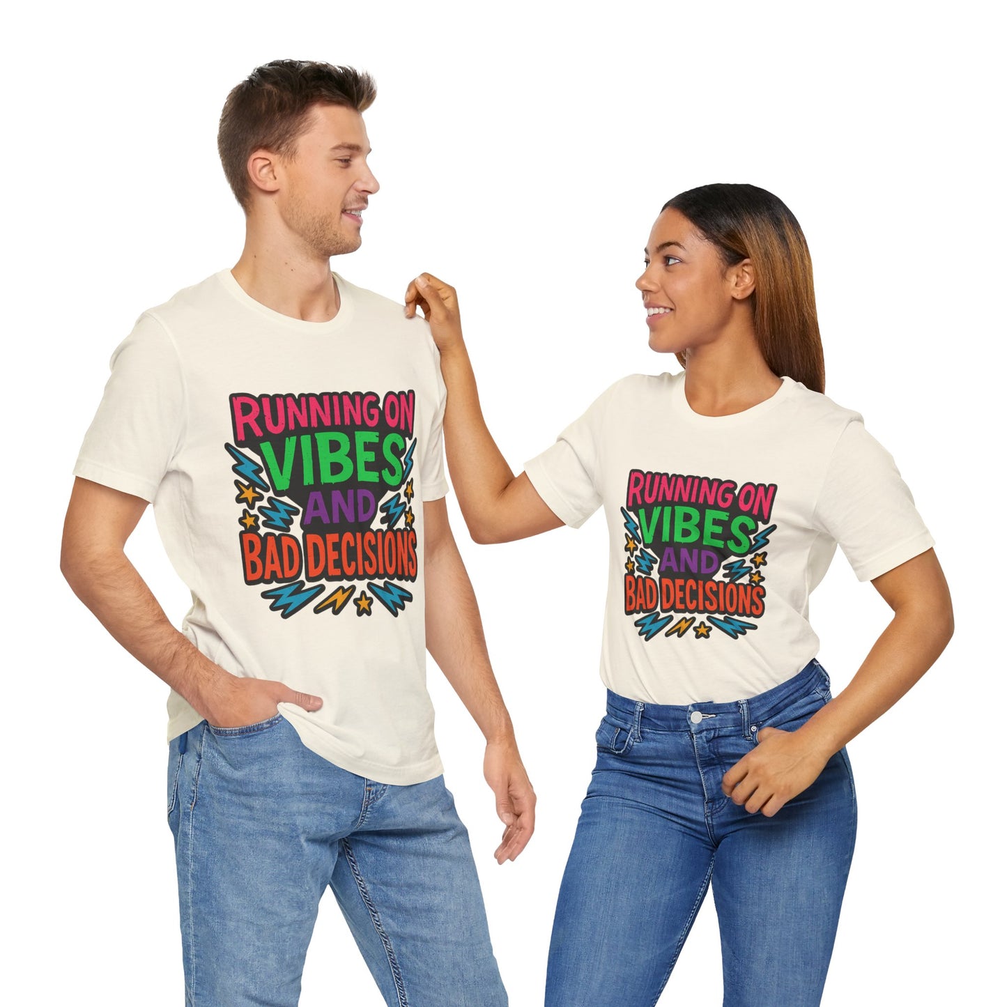 Vibes & Decisions Tee, Unisex Graphic T-Shirt, Trendy Casual Wear, Gift for Friends, Summer Style, Fun Tee for Parties