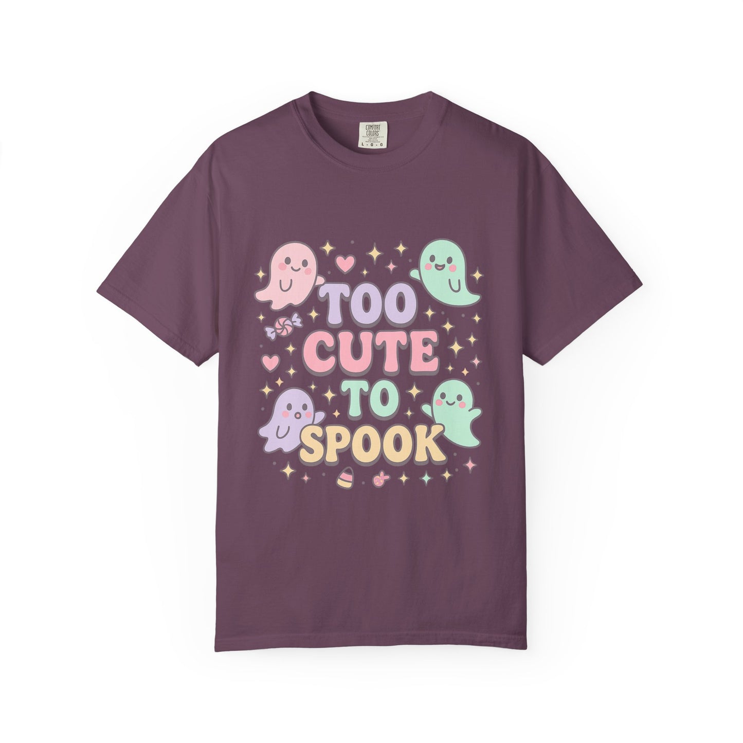 Too Cute to Spook Comfort Colors T-Shirt, Halloween Tee, Unisex Garment-Dyed Shirt, Cute Ghosts Tee, Casual Fall Fashion