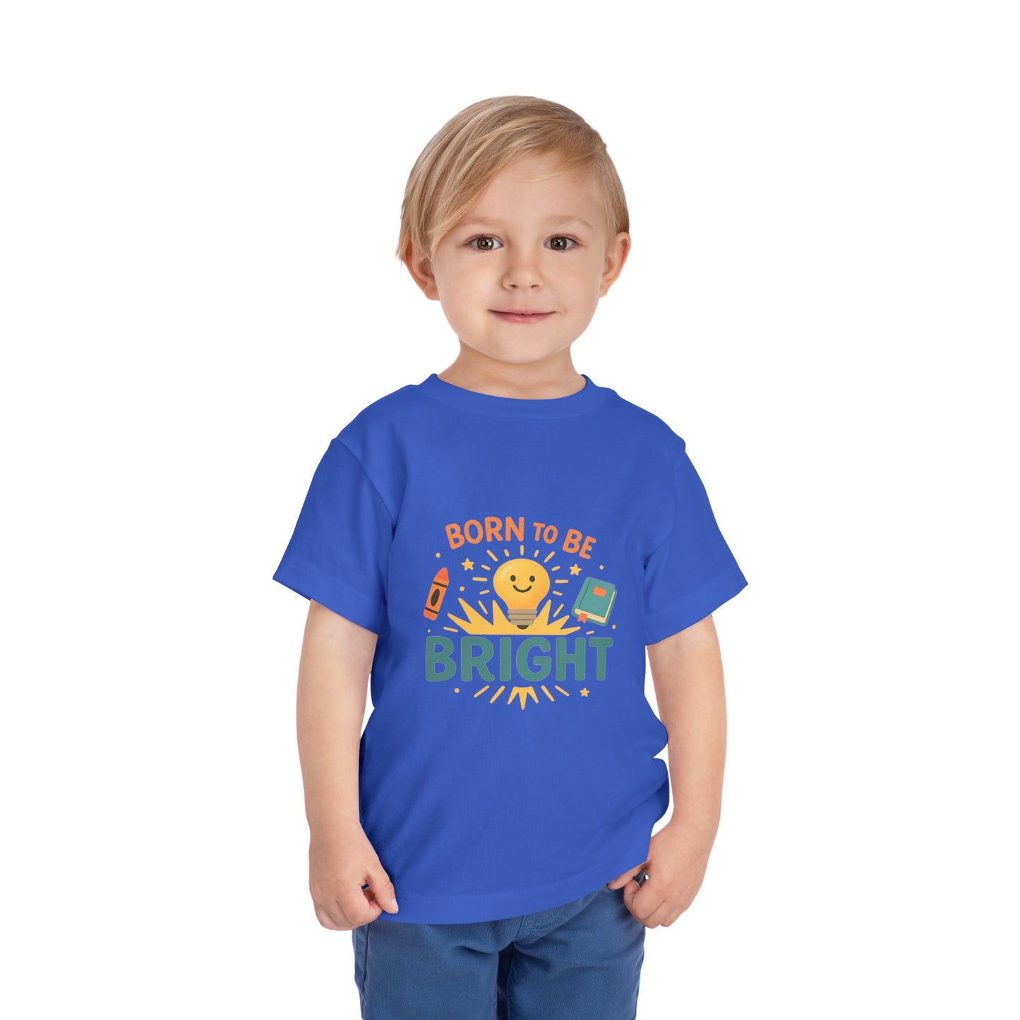 Born to Be Bright Toddler Tee, Kids Short Sleeve Shirt, Fun Nursery Top, Playful Gift for Toddlers, Boys and Girls Birthday Apparel