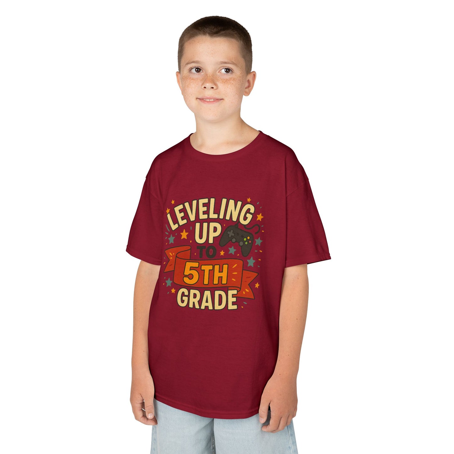 Kids Graduation Tee, Level Up to 5th Grade Shirt, Back to School Gift, Fun Class Celebration Top, Children's Achievement T-Shirt