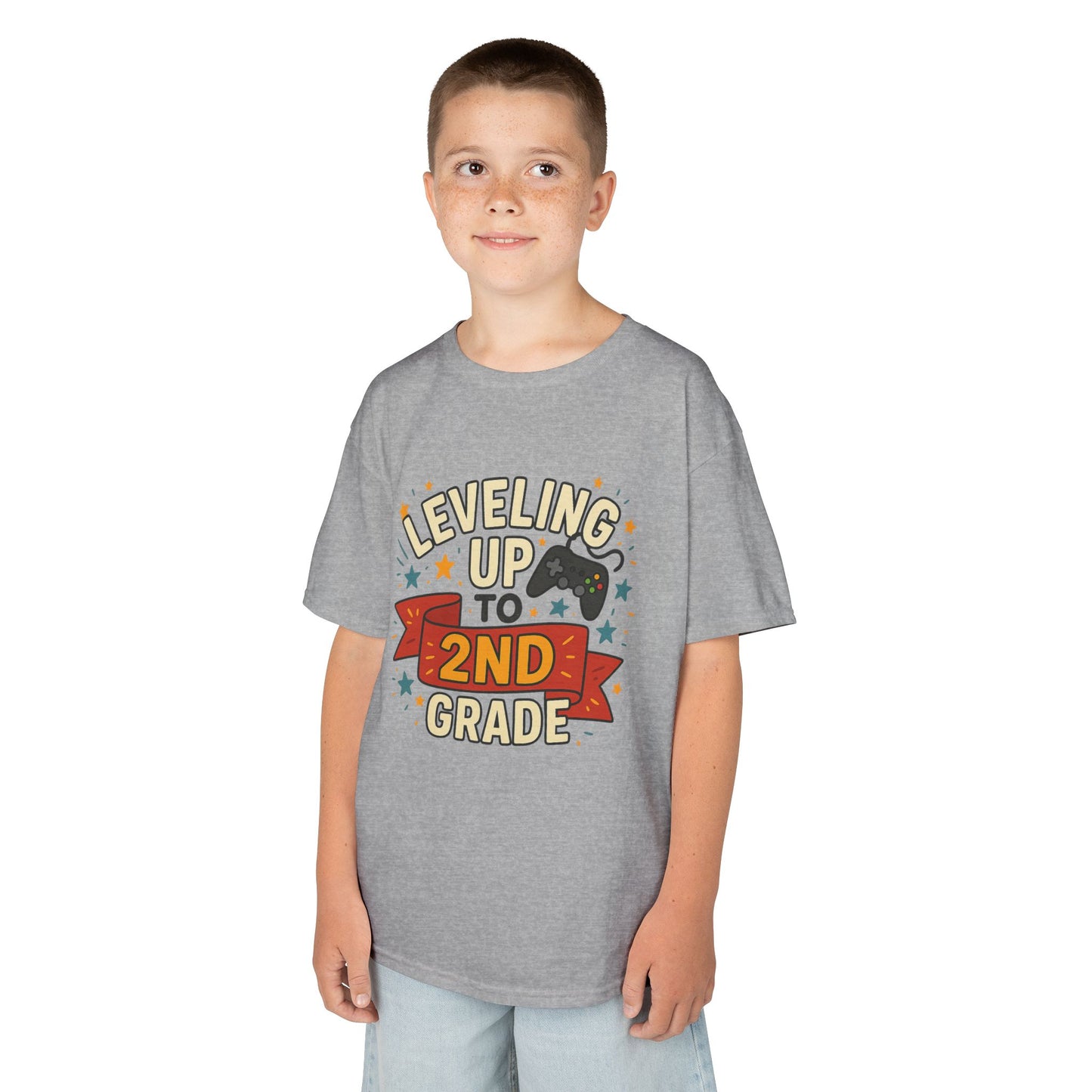 Kids Gaming Tee - Leveling Up to 2nd Grade, Back to School Shirt, Gaming Gift, Fun Children's Apparel, Birthday Celebration Outfit