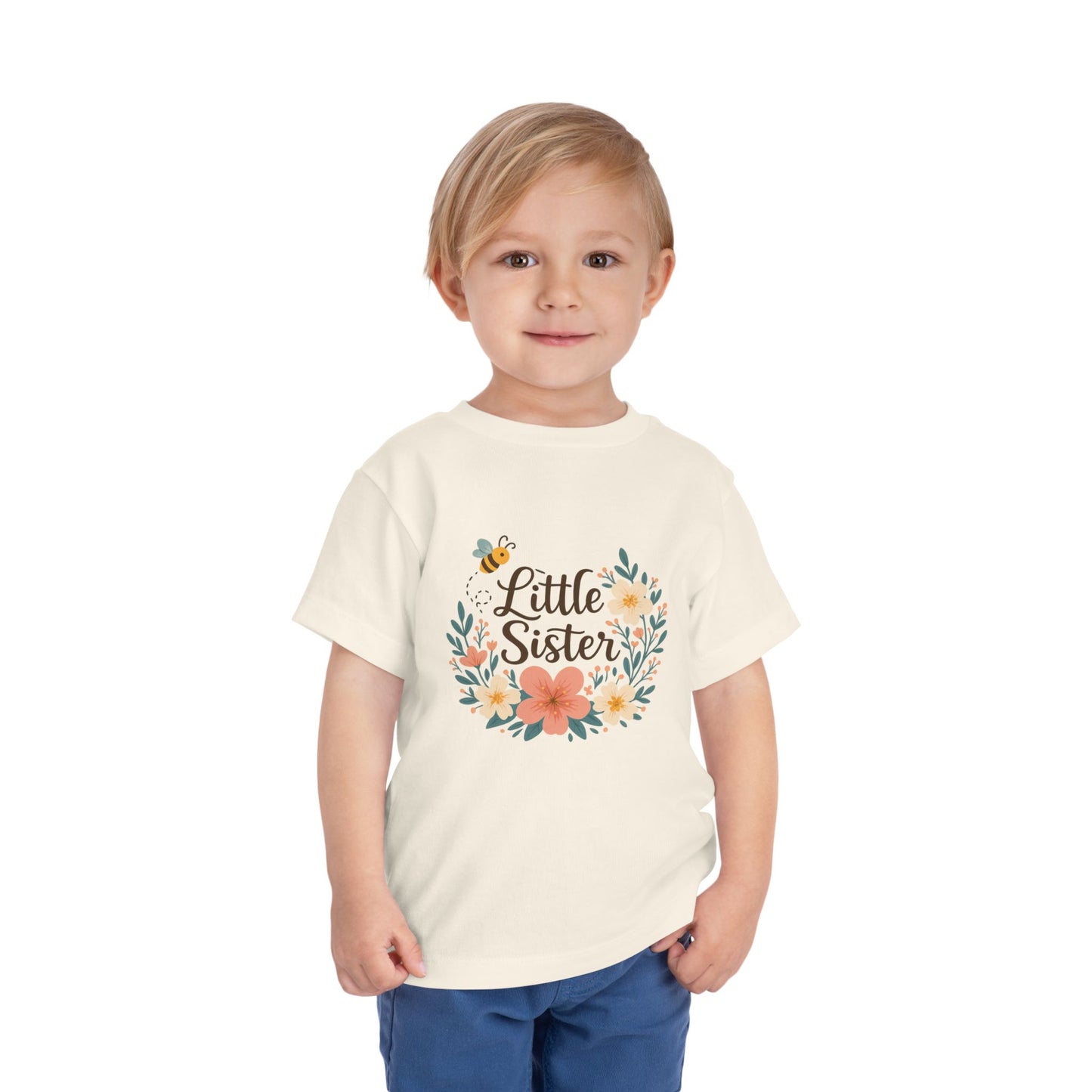 Little Sister Floral Toddler Tee, Cute Toddler Shirt, Girls T-Shirt, Baby Gift, Birthday Gift, Floral Design