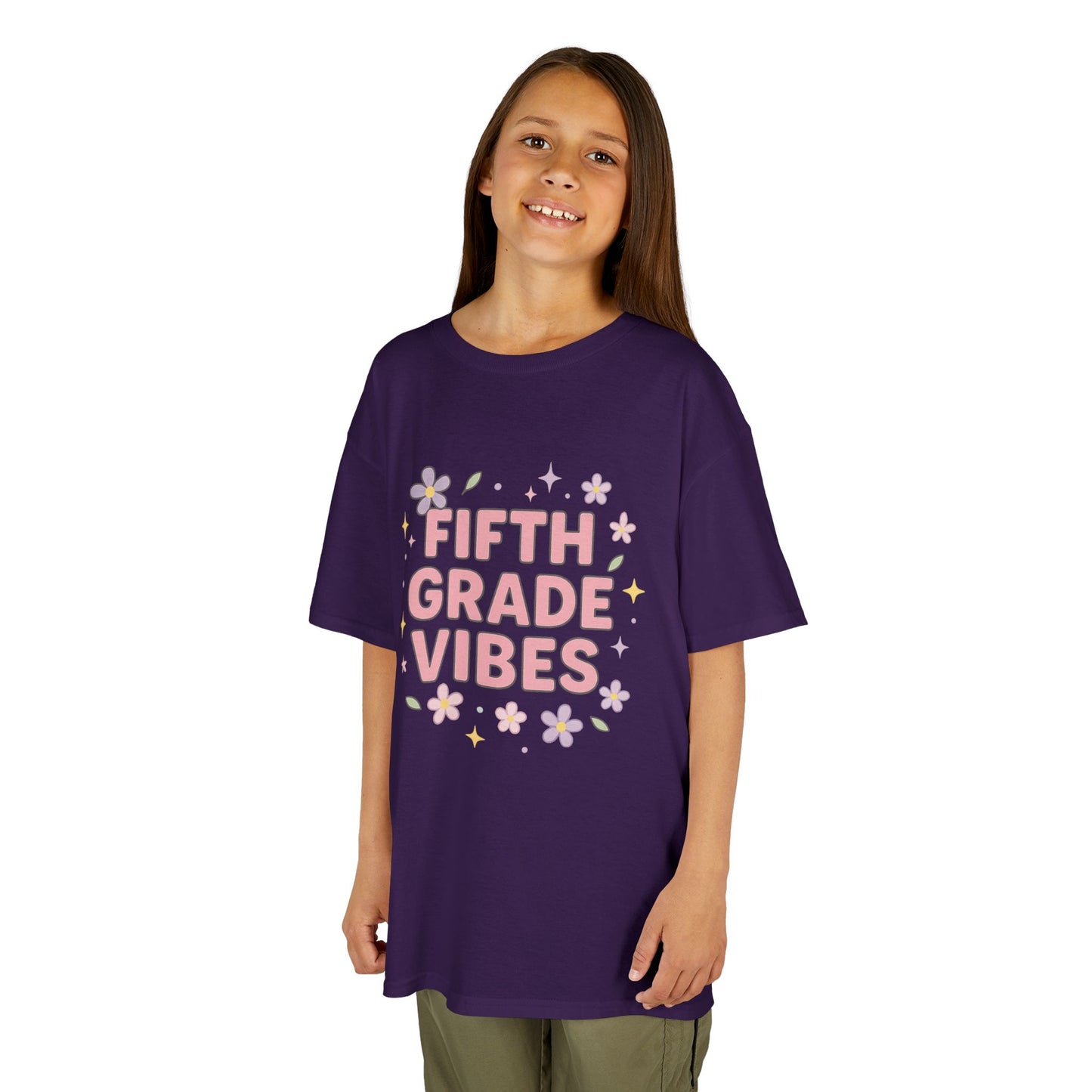 Fifth Grade Vibes Kids Tee, Fun Youth T-Shirt, Back to School Apparel, Flower Power Tee, Casual Summer Shirt, Gift for Kids