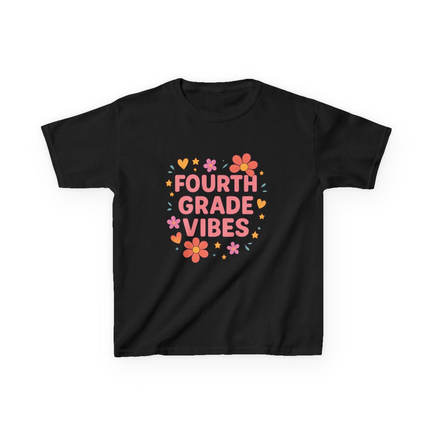 Fourth Grade Vibes Kids Tee, Fun Summer Shirt, Back to School Gift, Floral Graphic Tee, Childrens Apparel