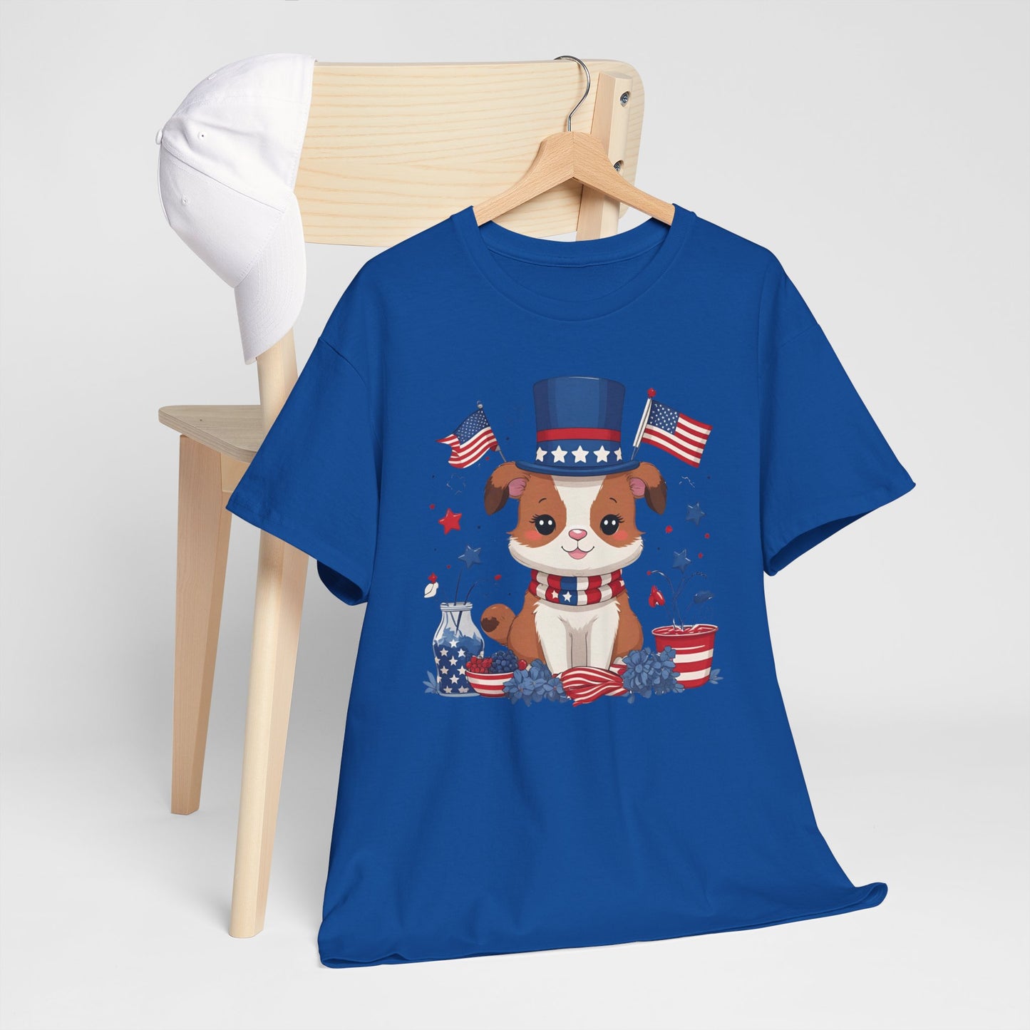 Patriotic Dog Tee - Unisex Heavy Cotton T-Shirt for Fourth of July, Memorial Day, Dog Lovers, Gifts for Pet Owners, Casual Wear