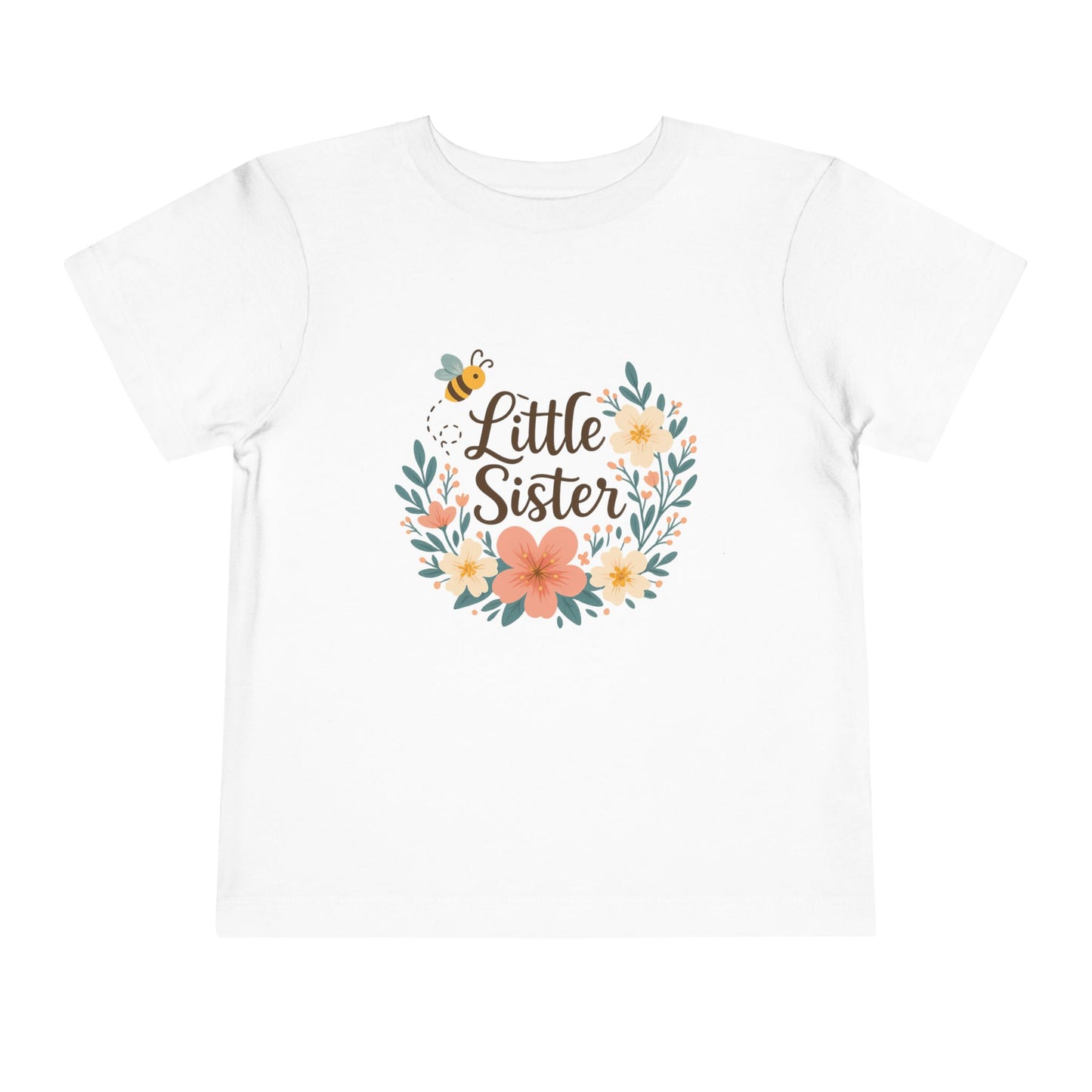 Little Sister Floral Toddler Tee, Cute Toddler Shirt, Girls T-Shirt, Baby Gift, Birthday Gift, Floral Design