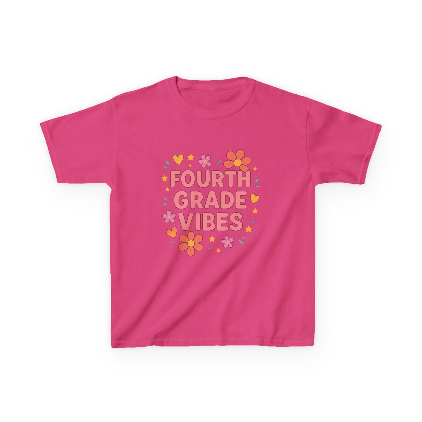Fourth Grade Vibes Kids Tee, Fun Summer Shirt, Back to School Gift, Floral Graphic Tee, Childrens Apparel