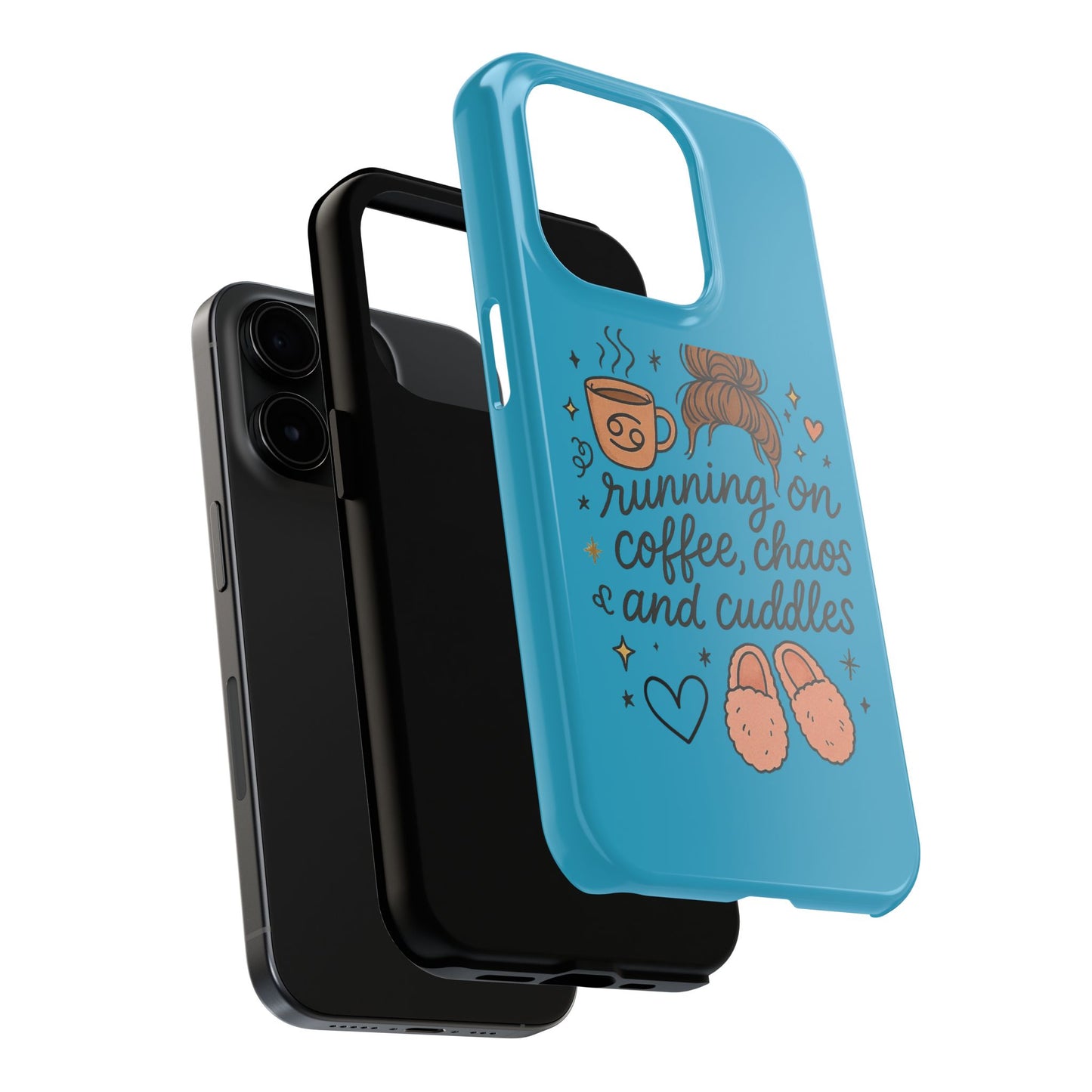 Cute Coffee Chaos Phone Case - Running on Coffee, Chaos & Cuddles, Stylish Tough Case for Coffee Lovers, Gift for Friends, Cute Phone Cover