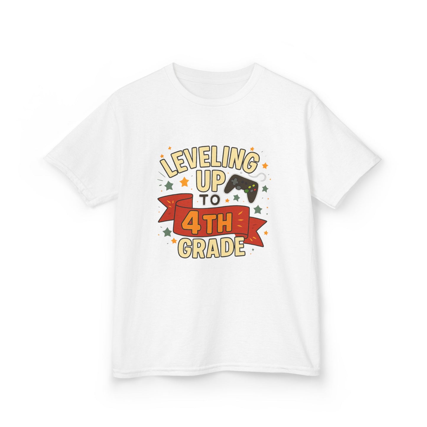 Leveling Up 4th Grade Kids Tee, Back to School Shirt, Gamer T-Shirt, Unique Gift for Kids, Birthday Tee, Fun Learning Shirt