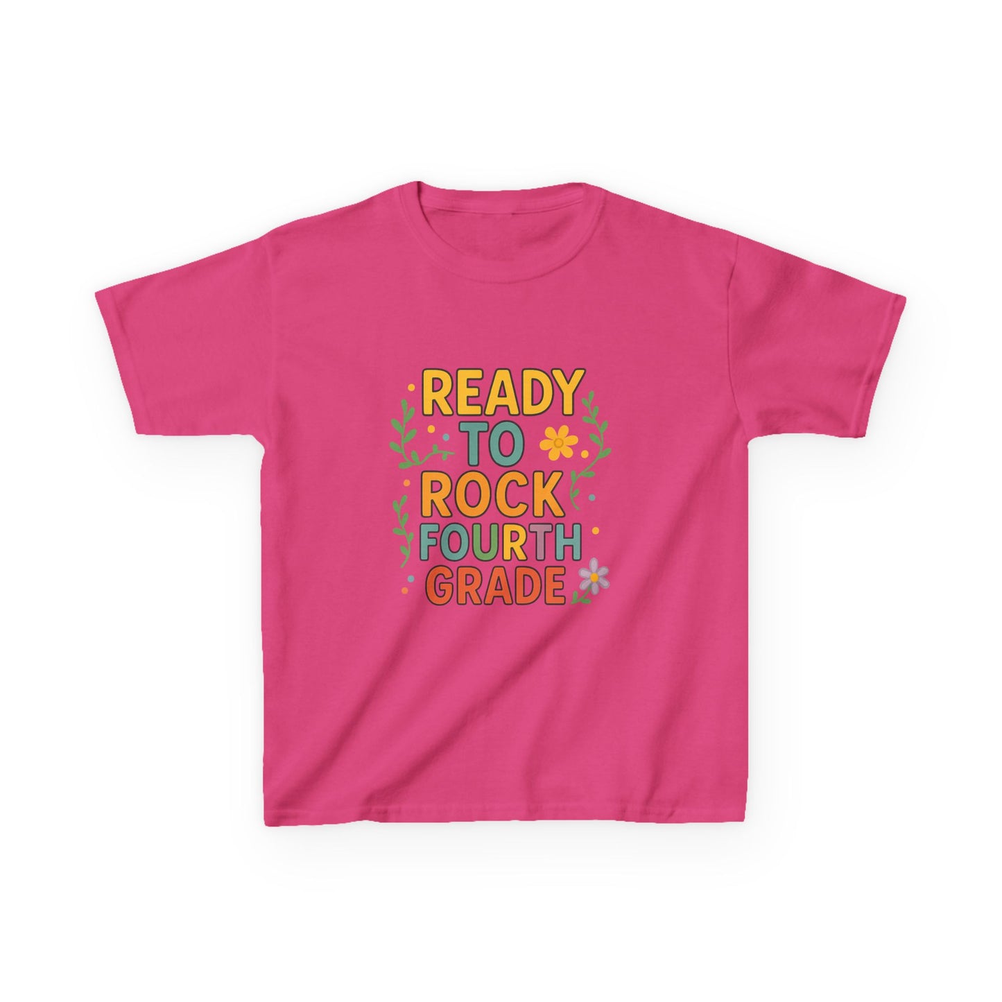 Ready to Rock Fourth Grade Kids Heavy Cotton Tee, Back to School Shirt, Toddler T-Shirt, Birthday Gift, Cute Kids Clothing