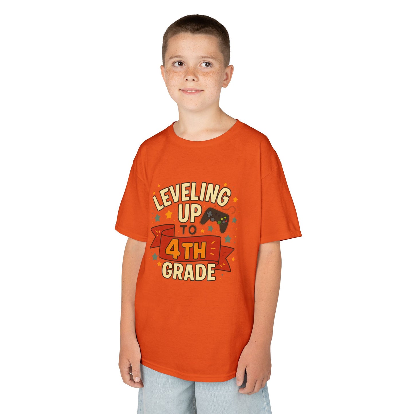 Leveling Up 4th Grade Kids Tee, Back to School Shirt, Gamer T-Shirt, Unique Gift for Kids, Birthday Tee, Fun Learning Shirt