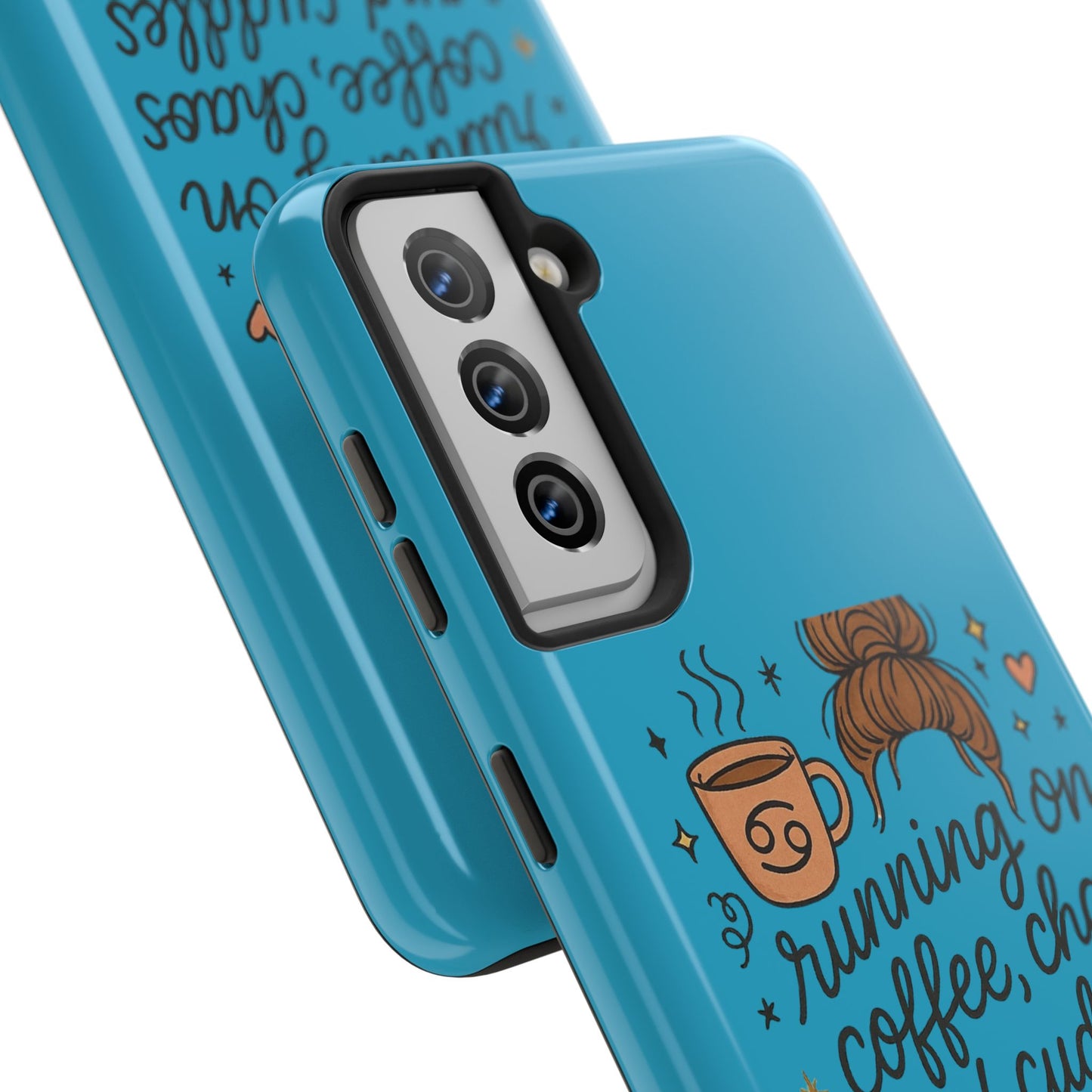 Cute Coffee Chaos Phone Case - Running on Coffee, Chaos & Cuddles, Stylish Tough Case for Coffee Lovers, Gift for Friends, Cute Phone Cover