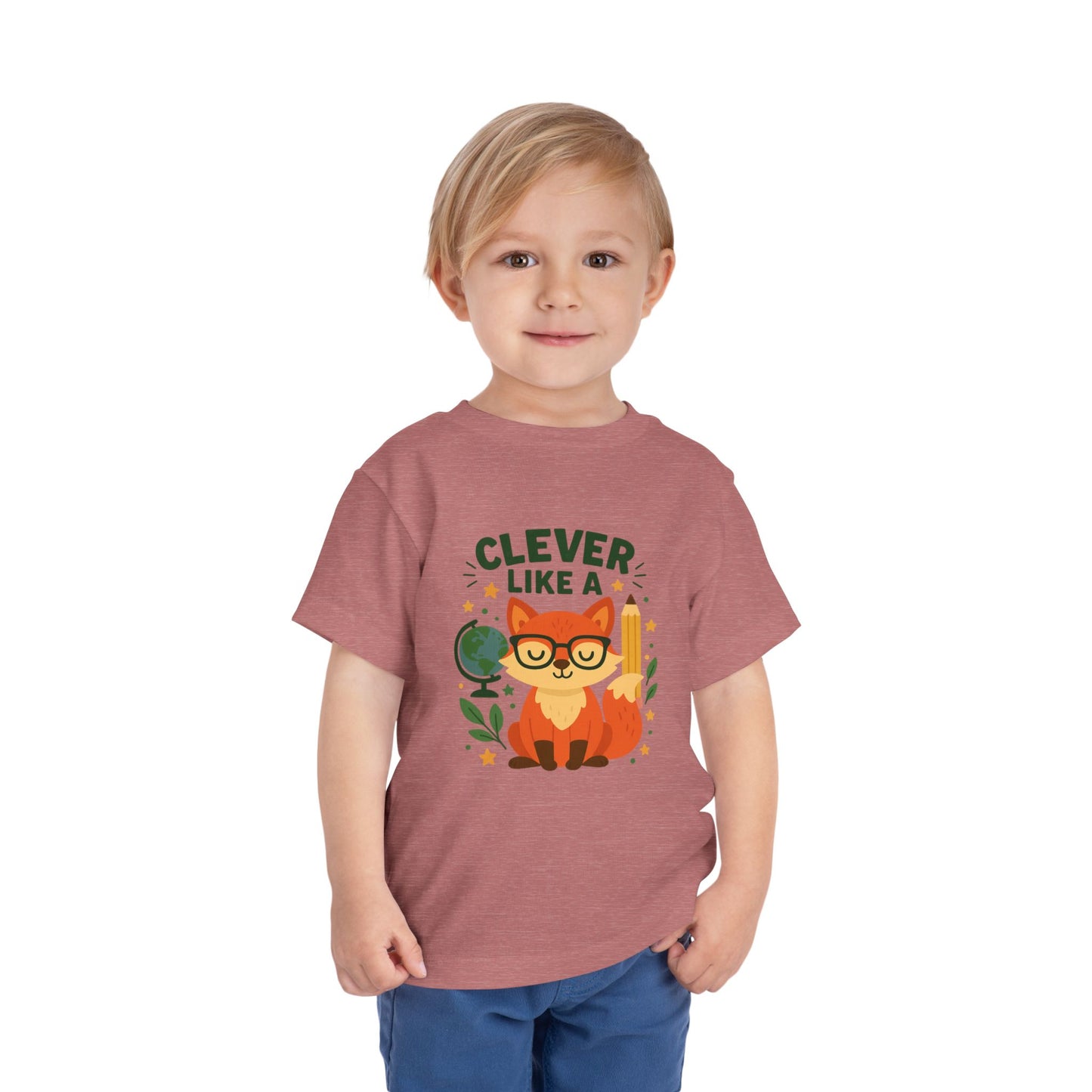 Clever Like A Fox Toddler Tee, Cute Kids T-Shirt, Back To School Shirt, Gift for Child, Toddler Apparel, Fun Graphic Tee