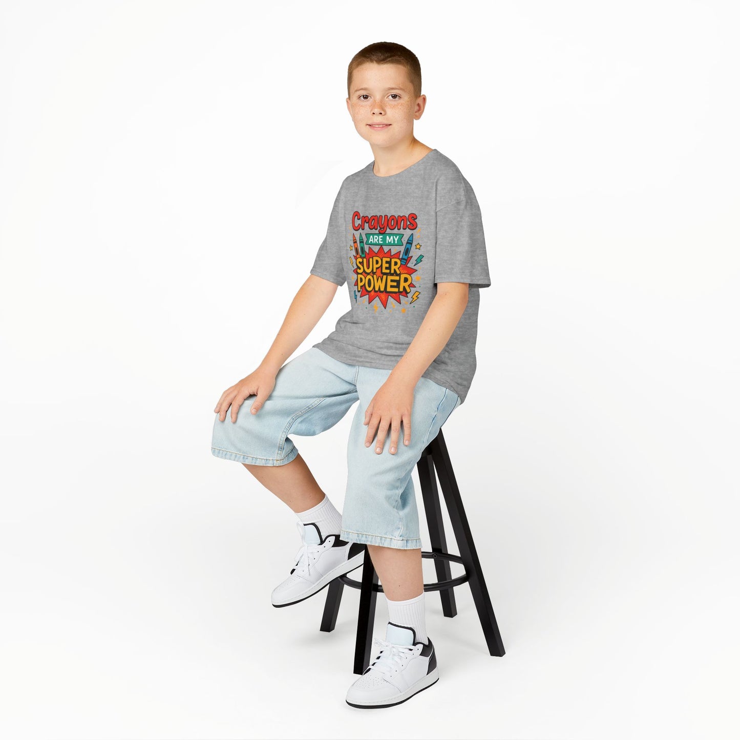 Kids Super Power Tee - Fun Crayon Design, Teacher Gift, Birthday Party, Kids' Activities, Art Enthusiast, Creative Wear
