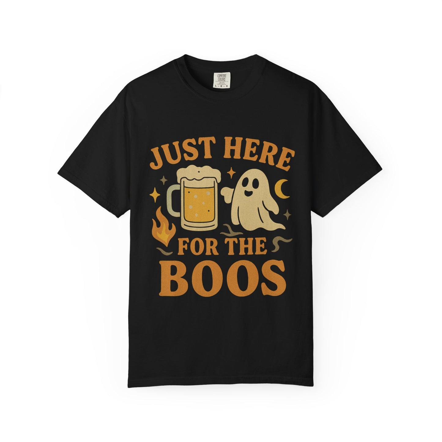 Halloween Party Comfort Colors T-Shirt, Unisex Garment-Dyed Tee, Just Here for the Boos, Fall Celebrations, Fun Gift Idea